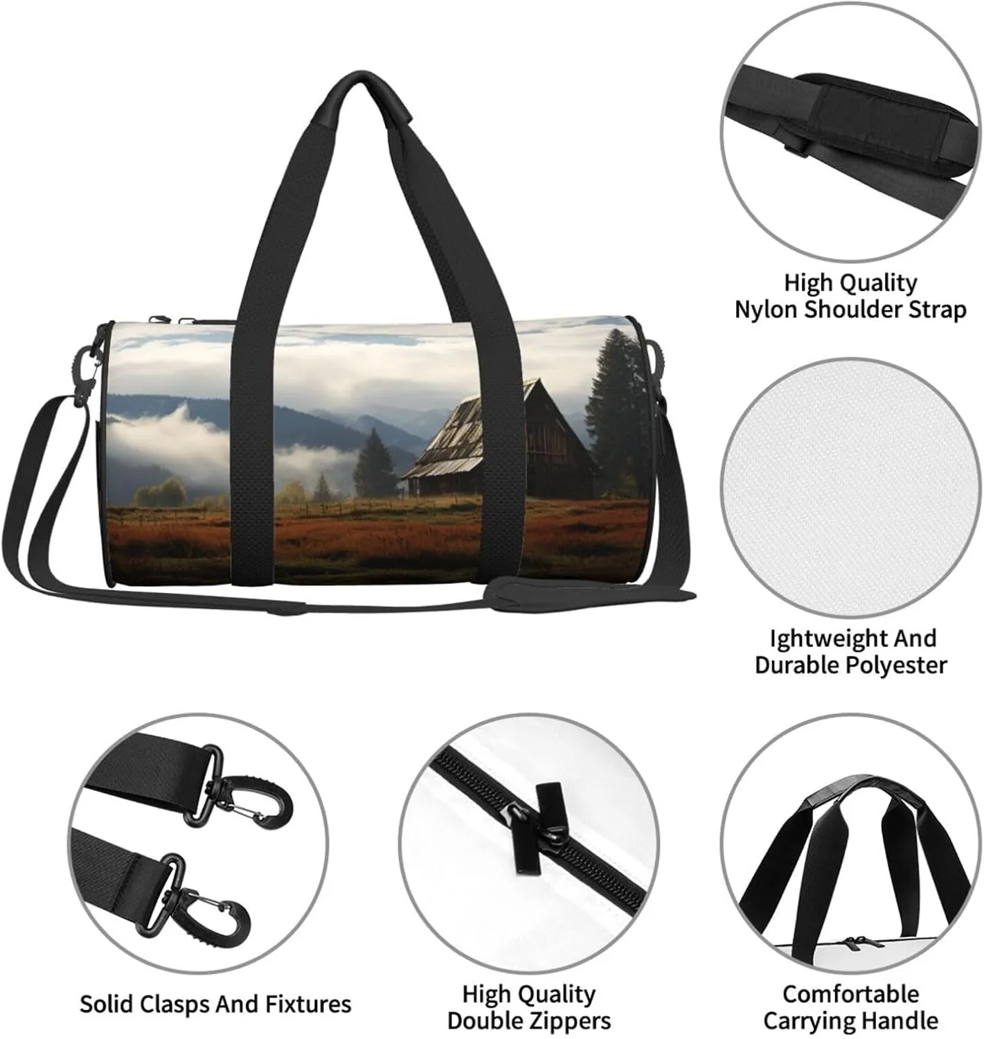 Travel Duffle Bag Weekender Bags For Men Women With Shoe Compartment Large Capacity Weekender Overnight Bag Old Barn Carry On Tote Bags Sport Gym Bag For Travel Yoga