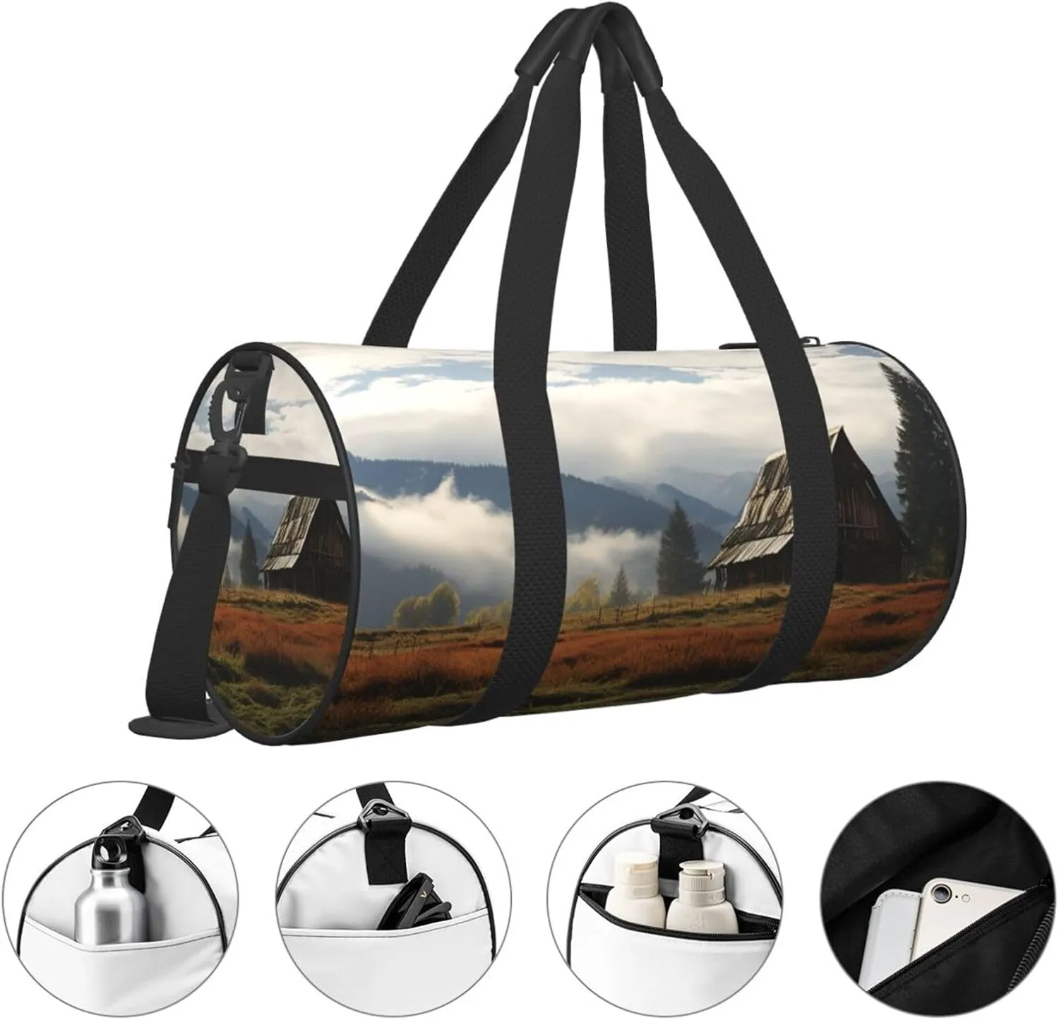 Travel Duffle Bag Weekender Bags For Men Women With Shoe Compartment Large Capacity Weekender Overnight Bag Old Barn Carry On Tote Bags Sport Gym Bag For Travel Yoga