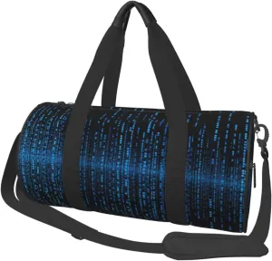 Travel Duffle Bag Weekender Bags for Men Women with Shoe Compartment Large Capacity Weekender Overnight Bag The Blue Binary Matrix Carry On Tote Bags Sport Gym Bag for Travel Yoga