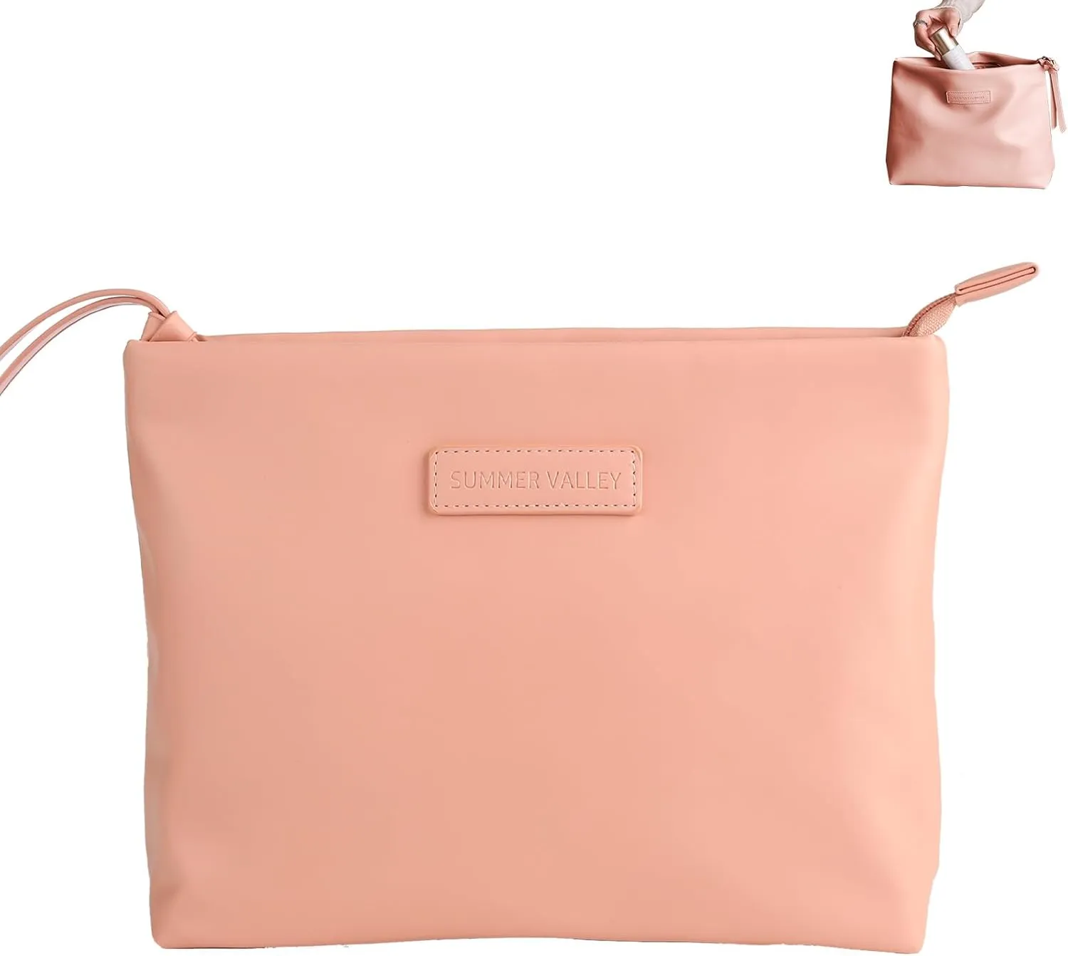 Travel Makeup Bag Large Capacity Cosmetic Bag,Waterproof PU Leather puffer Cosmetic Bag for Women,2023 New Portable Makeup Bag with Divider, Pink