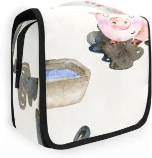 Travel Toiletry Bag Cosmetic Bag Piggy Black Silt Blue Basin Portable Hanging Cosmetic Case Traveling With Leakproof Compartment Makeup Toiletries Cosmetic Organizer for Men Women