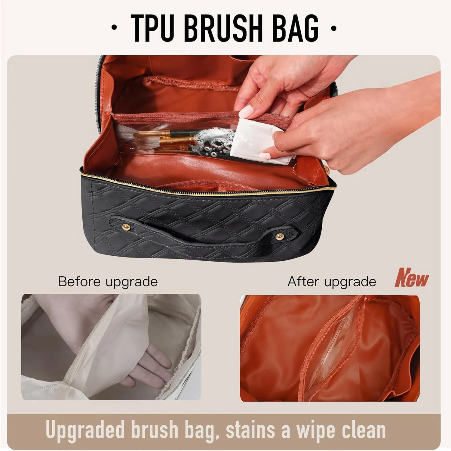 Travel Toiletry Bag - Large Capacity Open Flat Cosmetic Bag - Waterproof Portable Organizer for Travel and Daily Use - Black Bag