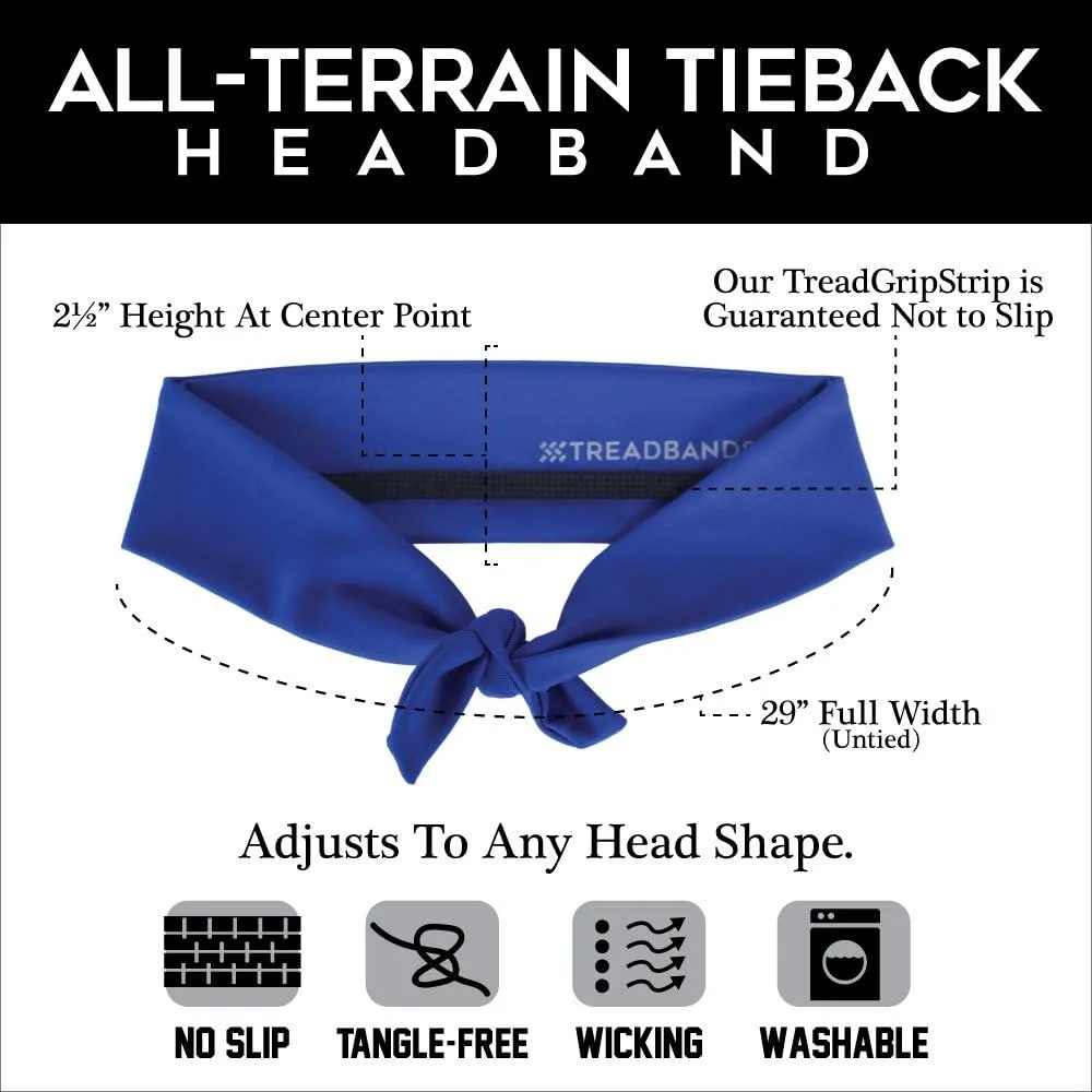 TreadBands All Terrain Tieback Non Slip Headband - Designs. Guaranteed to Stay in Place, Keeps Sweat Out of Your Eyes, Patented Grip Technology.