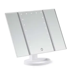 Tri Folded Lighted Mirror - Collapsable, Adjustable Folding Panel Mirror with Rechargeable LED Light Technology - Portable, Mountable Stand - Your New Favorite Vanity Accessory - 1 Pc