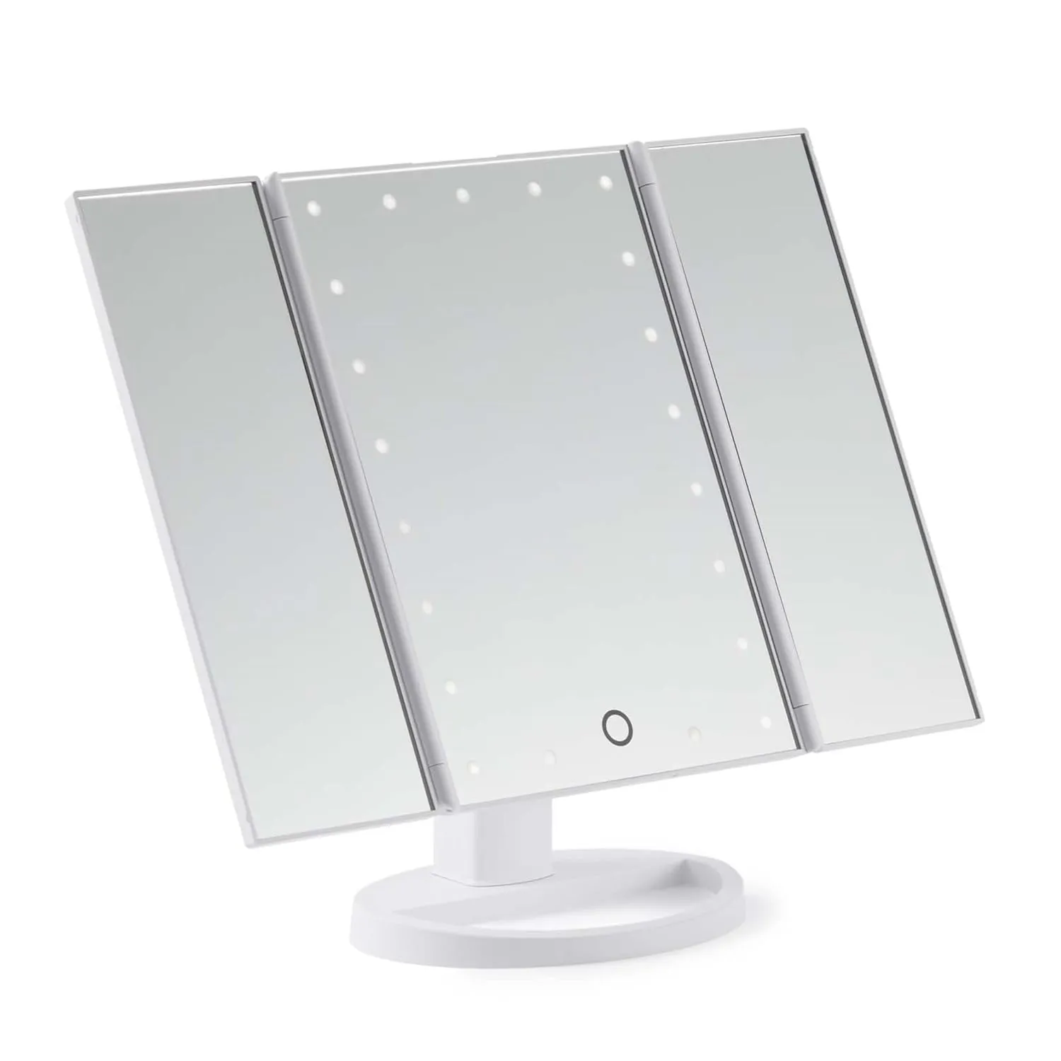 Tri Folded Lighted Mirror - Collapsable, Adjustable Folding Panel Mirror with Rechargeable LED Light Technology - Portable, Mountable Stand - Your New Favorite Vanity Accessory - 1 Pc