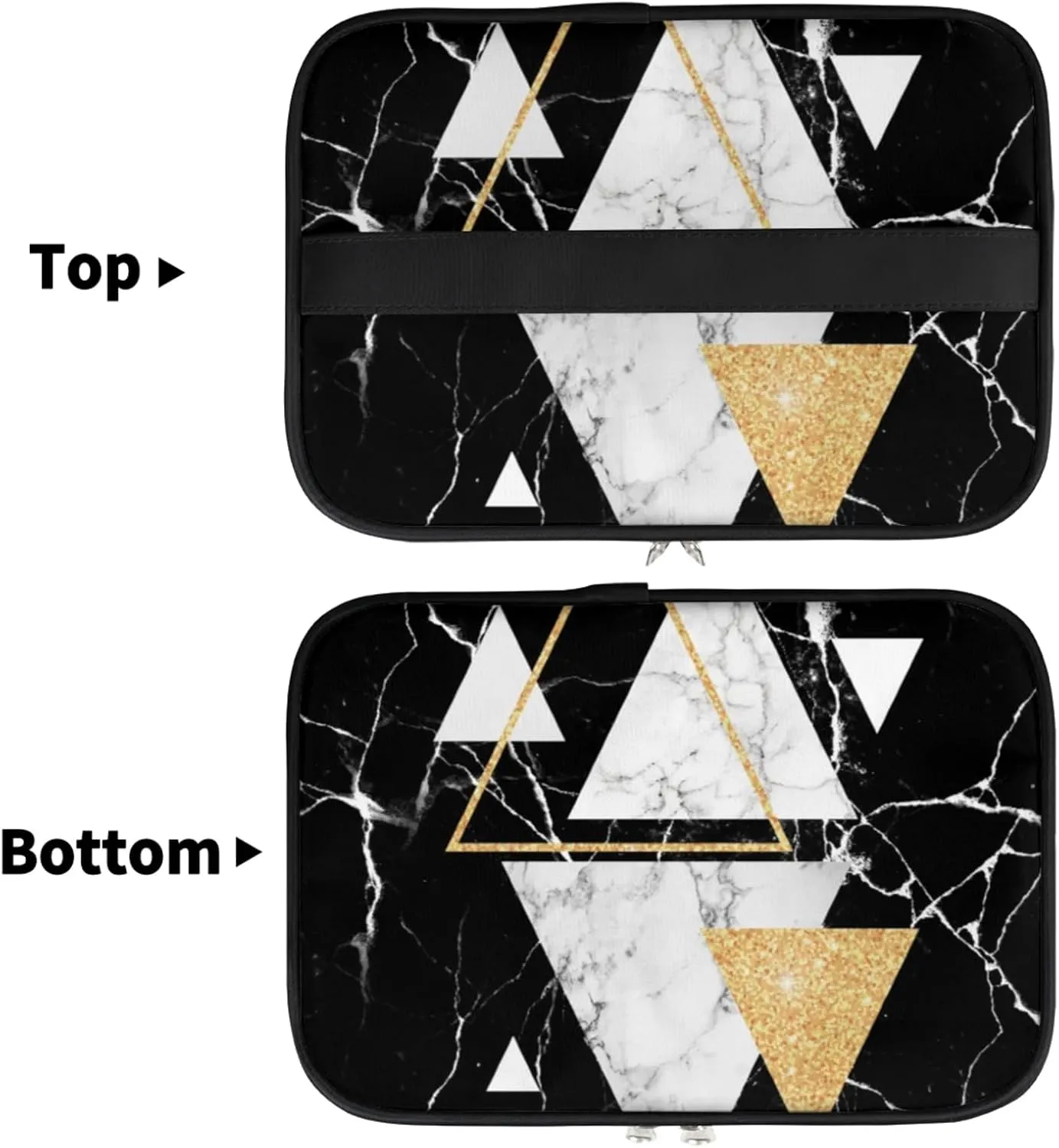 Triangle Marble Shape Makeup Bag Large Opening Cosmetic Bag Portable Makeup Case Organizer Toiletry Bags for Women Daily Traveling With Handle Grids Smooth Zipper Divider Makeup Pouch