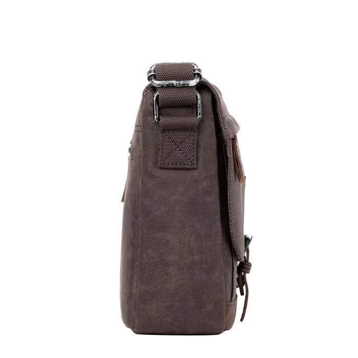Troop London TRP0443  Heritage Messenger Bag in Dark Brown