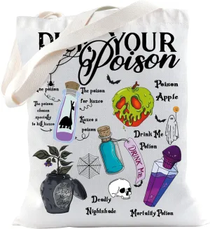 TSOTMO Poison Tote Bag for Halloween, Waterproof Polyester, One Size, Pick Poison Tote