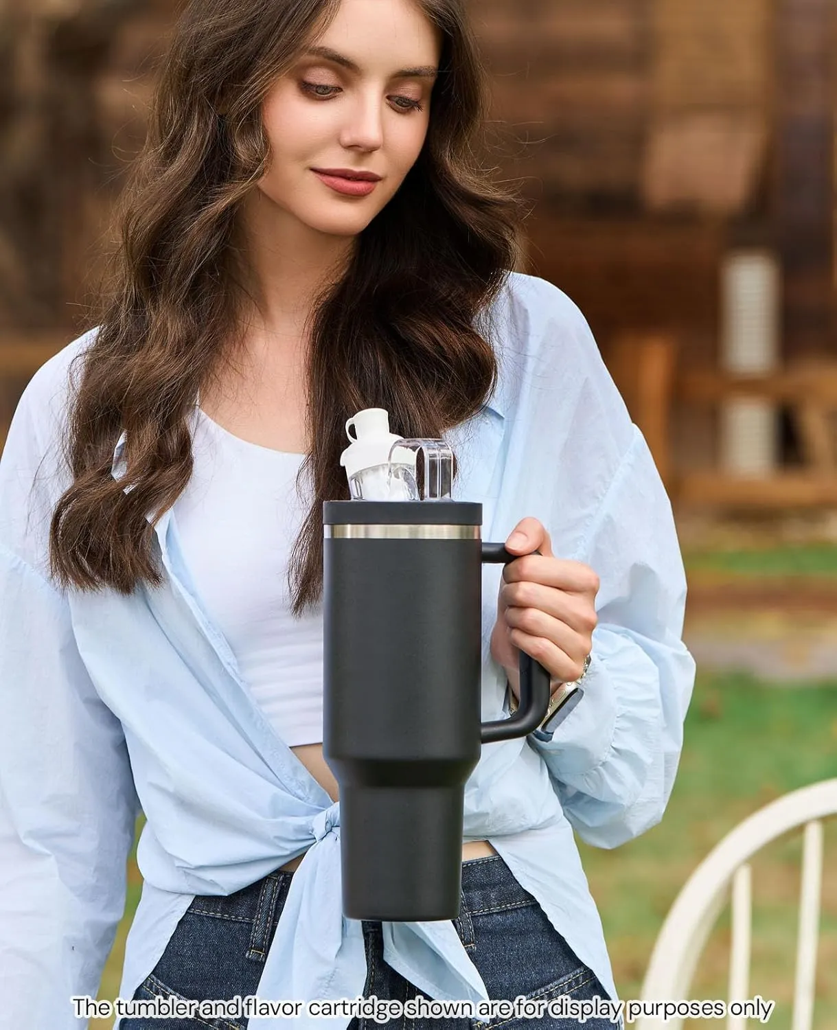 Tumbler Adapter Compatible with Stanley and Flavors Cartridges, Fits 40oz / 64oz Stanley Quencher H2.0 FlowState Tumblers, BPA Free Plastic, Food Grade Silicone, Leak Proof