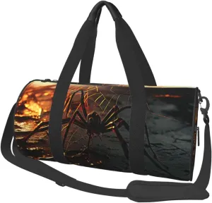 UNIOND Travel Duffle Bag Lightweight Sports Gym Bag for Men Women Foldable Carry on Weekender Overnight Bag cobwebs with a spider Canvas Sport Duffel Bag for Yoga Business Trip, Black