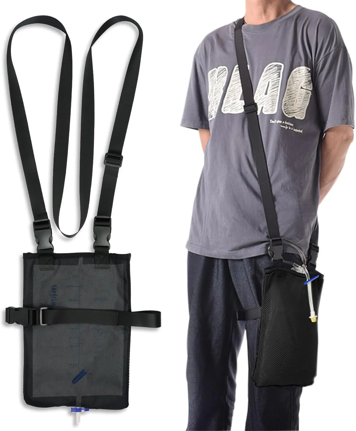 Urine Bag Cover, Postoperative Body Fluid-Carrying Shoulder Bag, Adjustable Shoulder Strap, Urine Drainage Bag Holder with Quick Release Buckle