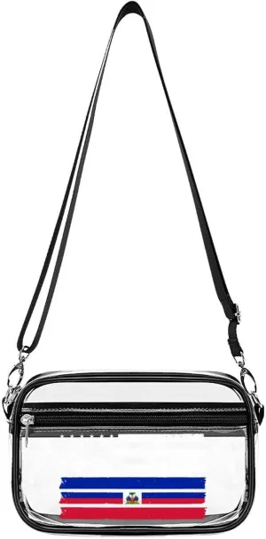 U.S Haiti Flag Fashion Shoulder Bag PVC Transparent Women Crossbody Bags Cute Handbag Cosmetic Bag