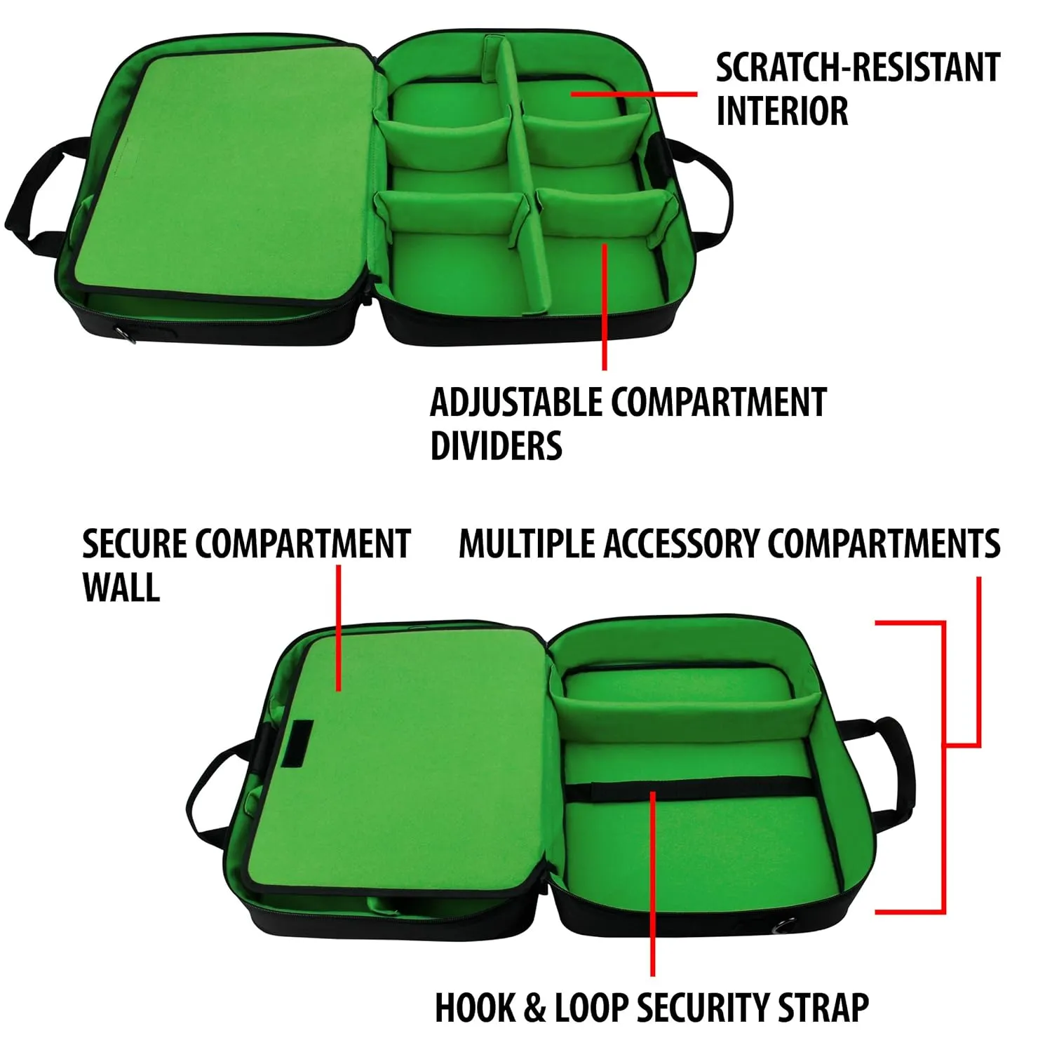 USA Gear Large Hairstylist Traveling Bag - Hair Salon Case - Customizable Interior with Adjustable Dividers - Fit All Hair Equipment Blow Dryer, Barber Tools, Curling Iron, Brushes (Green)