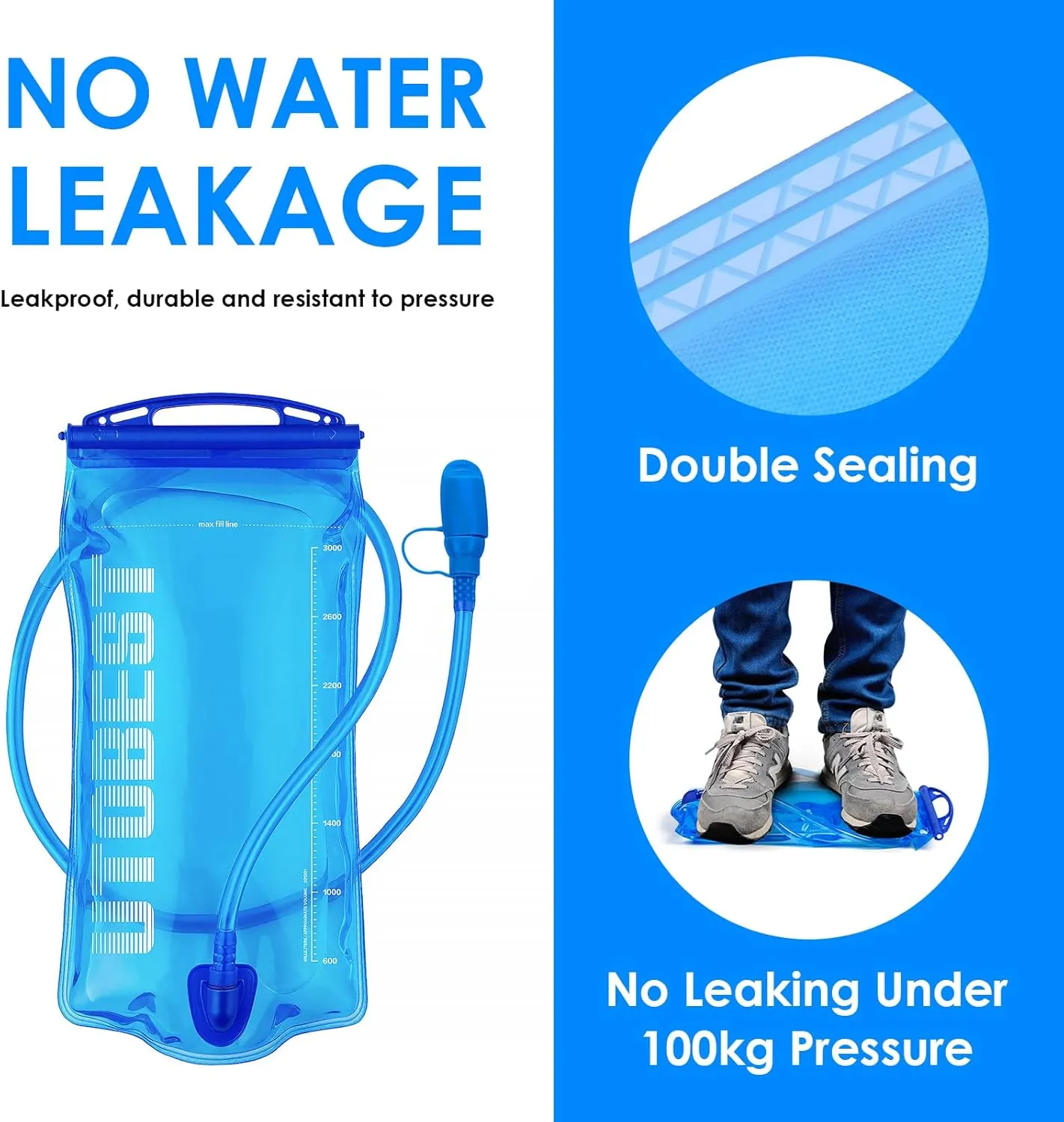 UTOBEST Water Bladder,Hydration Bladder 1L, 1.5L, 2L, 3L Water Bladder for Hiking Backpack, BPA Free, Leak Proof Water Reservoir for Running Cycling