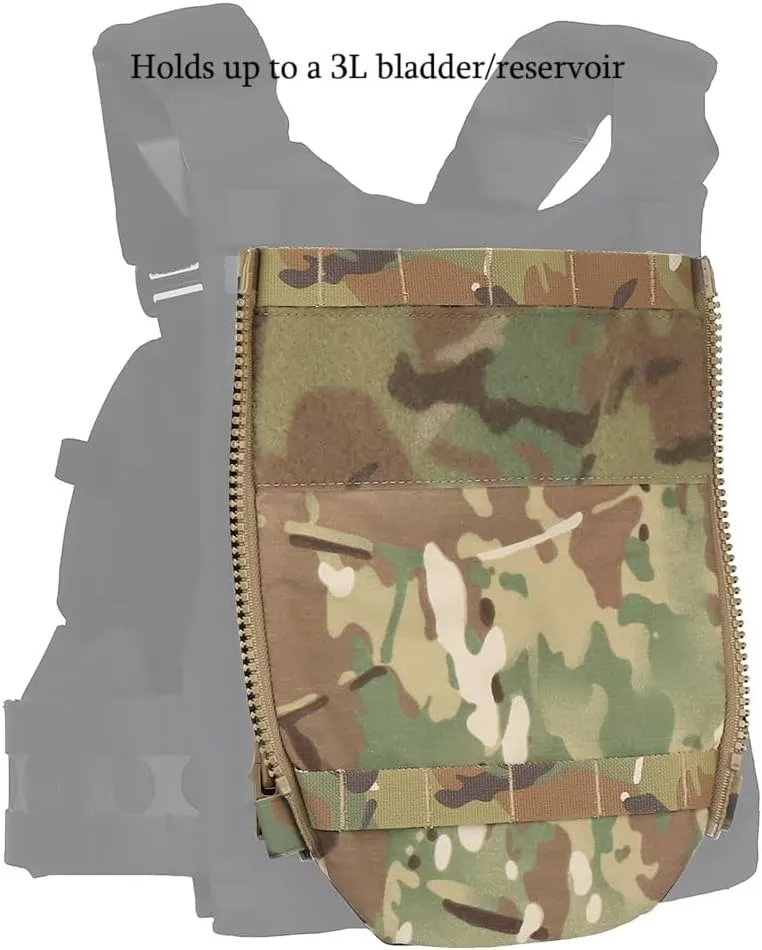 V5 PC Back Panel Water Bag,3L Water Hydration Carrier Zip On Back Panel Banger for Tactical Airsoft Vest