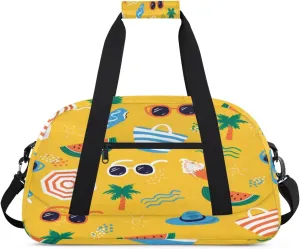 Vacation Relaxation Hawaiian Beach Kids Overnighted Duffel Bag Carry-On Size & Ideal for School Practice or Weekender Travel with Zip and Shoulder Stra for Boys & Girls