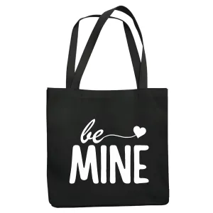 Valentine Gift Ideas Women Be Mine Heart Cute Crewneck Black Multicolor Canvas Tote Bag