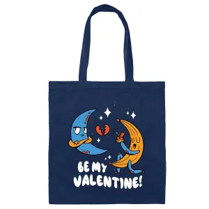 Valentines Day Gift Banana Proposing To Annoyed Moon Astronomical Objects For Astronomy Lovers Navy Black Multicolor Canvas Tote Bag