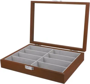 VALICLUD Elegant Wooden Sunglasses Storage Organizer Slots Eyeglass Display Case for Men Women Protective Interior Stylish Design Eyewear Holder for Home Office