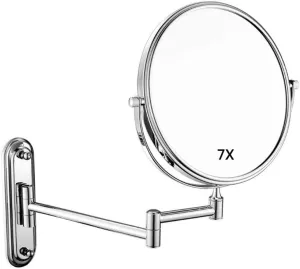 Vanity Mirror, Makeup Mirror Vanity Mirror Wall-Mounted Shaving Mirror Magnification Double-Sided Round Bathroom Swivel Extendable Cosmetic Mirror Home Vanity Mirror