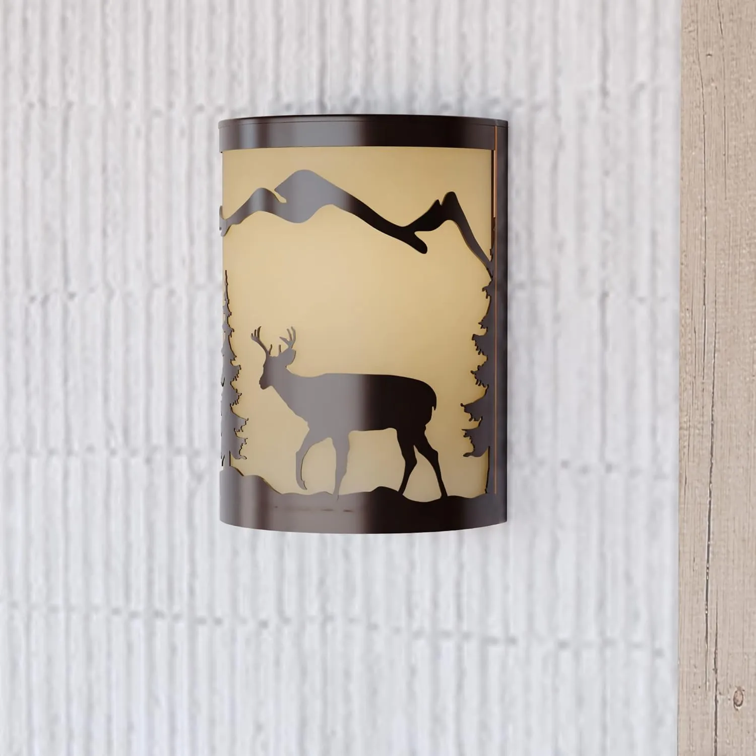 VAXCEL Bryce 1 Light Bronze Rustic Deer Tree Indoor Outdoor Flush Wall Sconce