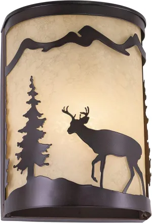 VAXCEL Bryce 1 Light Bronze Rustic Deer Tree Indoor Outdoor Flush Wall Sconce