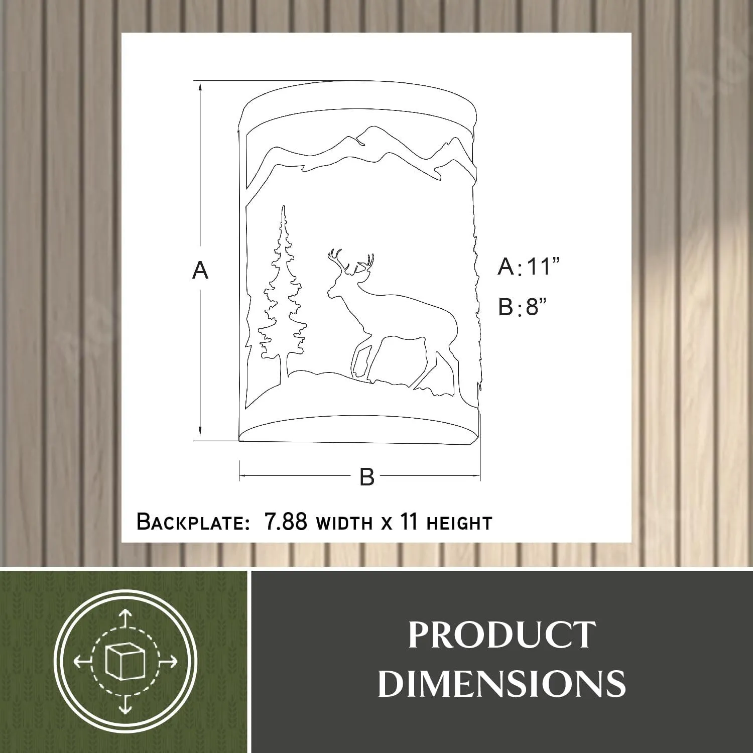 VAXCEL Bryce 1 Light Bronze Rustic Deer Tree Indoor Outdoor Flush Wall Sconce