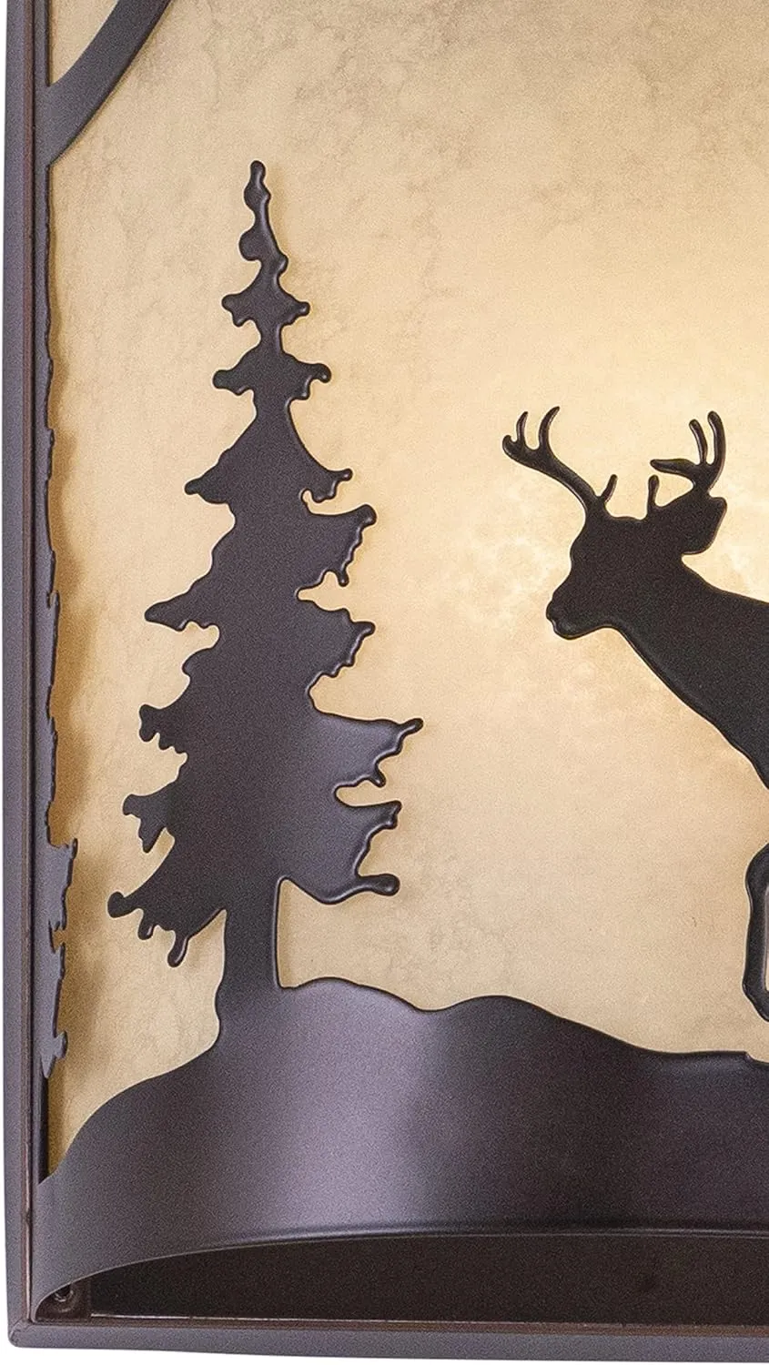 VAXCEL Bryce 1 Light Bronze Rustic Deer Tree Indoor Outdoor Flush Wall Sconce