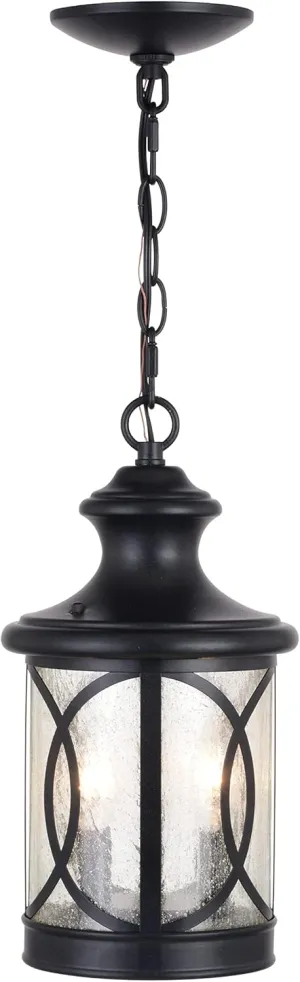 VAXCEL Magnolia 2 Light Oil Rubbed Bronze Outdoor Pendant with Clear Cylinder Glass