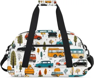 Vehicle Kids Duffle Bag, Overnight Weekender Bag Travel Duffle Bag Carry-On Tote for Swim Sport Gym Bag for Boys Girls