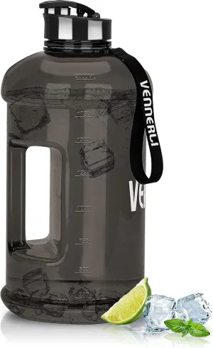 VENNERLI Half Gallon Water Bottle 2.2L Large Sports Water Bottle with Handle 74oz BPA-free Reusable Plastic Water Jugs Leakproof Hydro Bottle for Gym Yoga Travel Camping Cycling Outdoor Sports