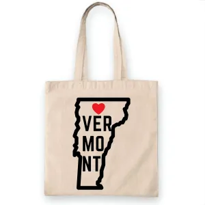 Vermont State Flag Map Gift for Local Residents and Visitors White Multicolor Canvas Tote Bag