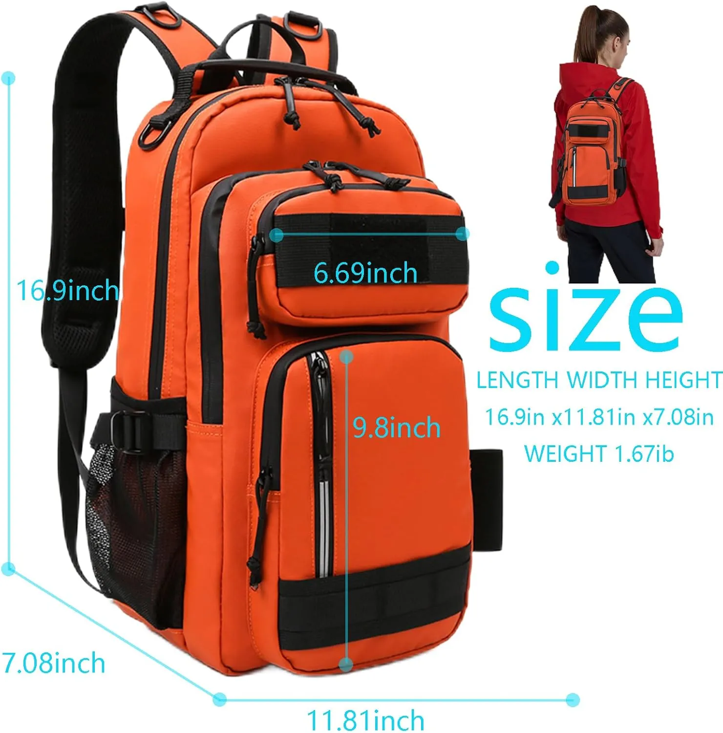 Versatile Fishing Backpack with Rod Holder and Adjustable Straps