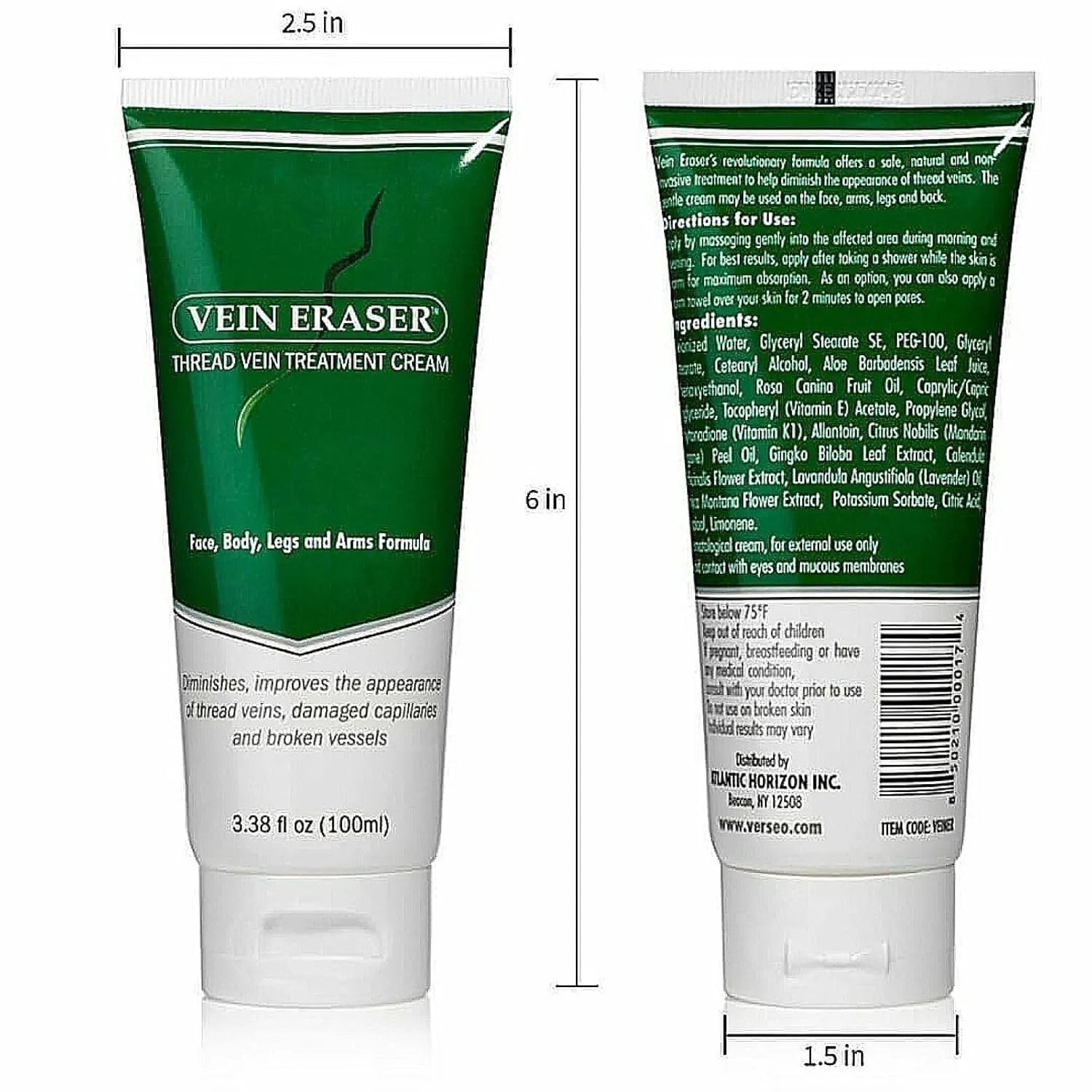 Verseo Vein Eraser Cream for Spider Veins and Leg Veins Concealer 3.38 fl oz