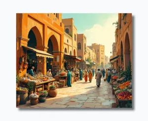 Vibrant Echoes of the Ancient Gaza Market Wall Art Poster