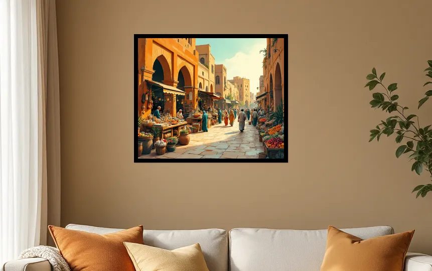 Vibrant Echoes of the Ancient Gaza Market Wall Art Poster