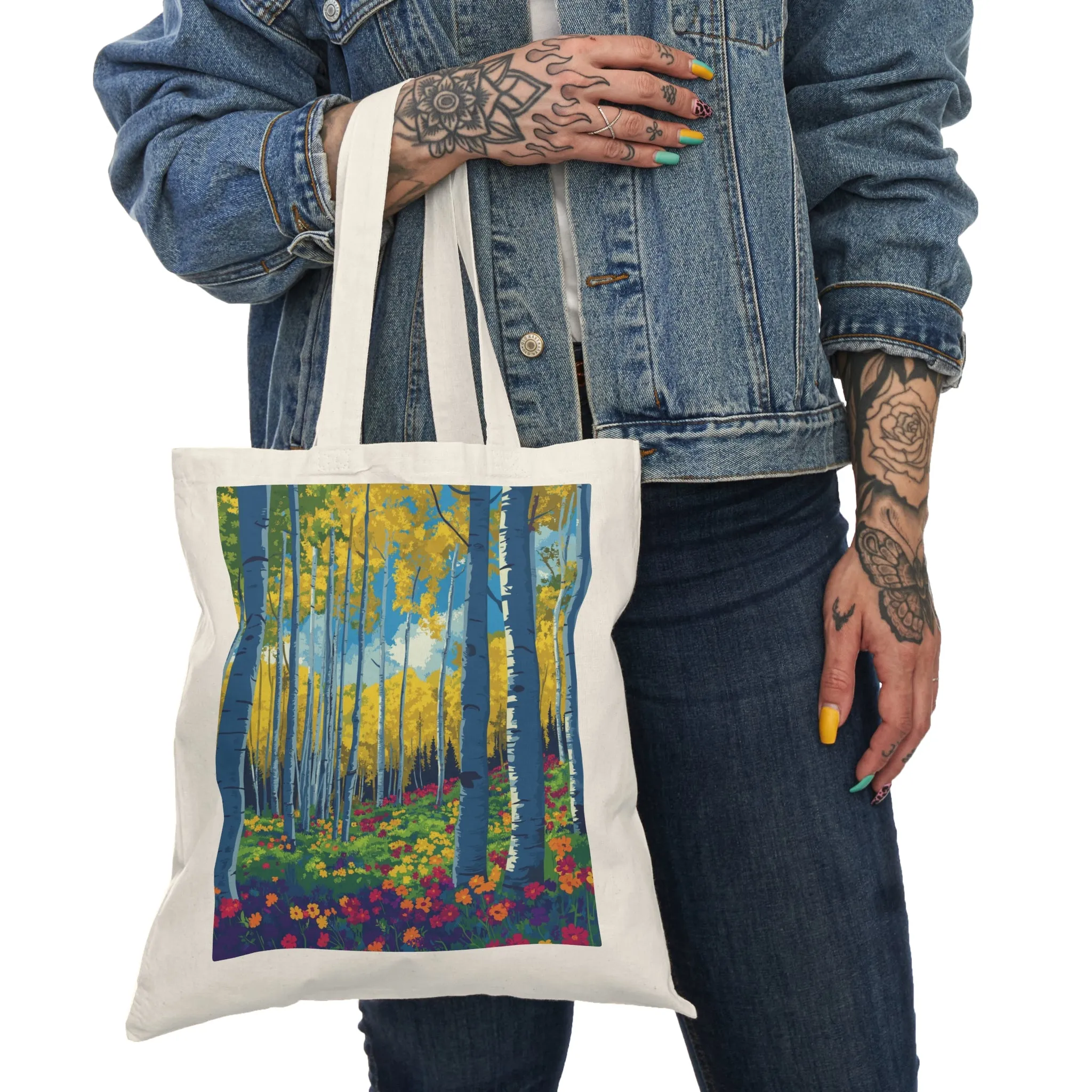 Vibrant Nature Aspen Tote Bag - Eco-Friendly Floral Design
