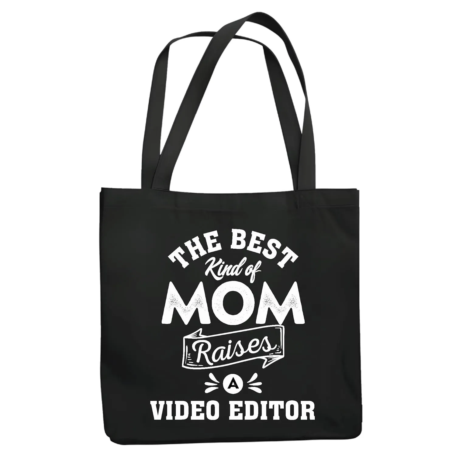 Video Editor Mom Gift for Mothers Day Best Kind of Mom Navy Black Multicolor Canvas Tote Bag