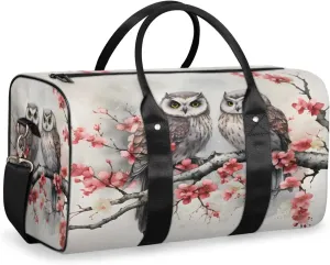 Vintage Birds Travel Duffle Bag, Sports Gym Bags for Women Men, Carry On Weekender Overnight Bag, Owl Workout Hospital Airplane Trips Bag