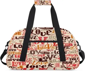 Vinyl Wall Murals Romantic Love Kids Overnighted Duffel Bag Carry-On Size & Ideal for School Practice or Weekender Travel with Zip and Shoulder Stra for Boys & Girls