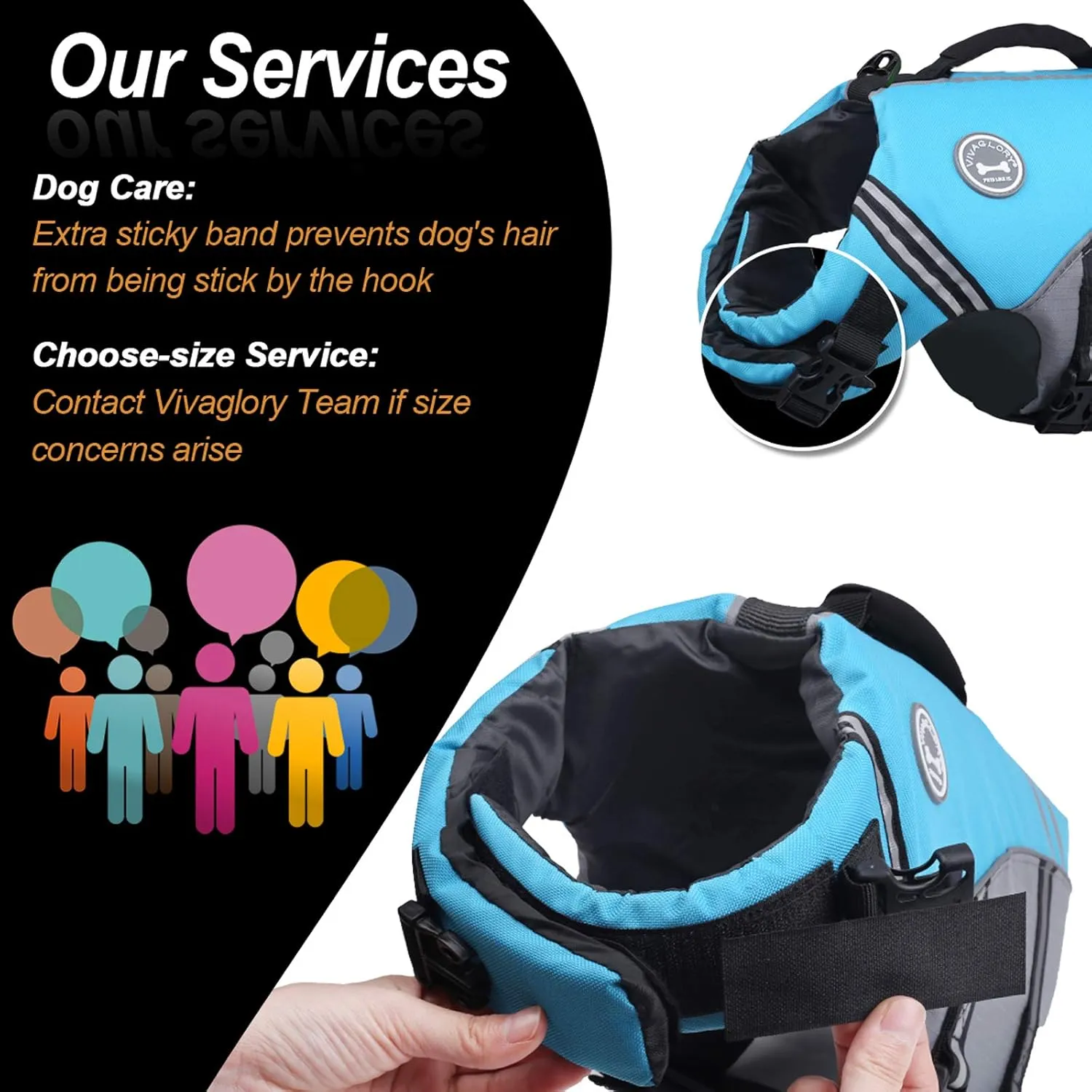 VIVAGLORY Sports Style Dog Life Jacket with Adjustable & Durable, Extra Flotation Swim Life Vest with Secure Fastening System for Medium Dogs, Blue