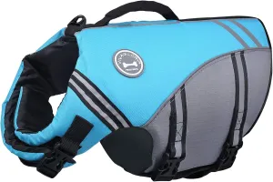 VIVAGLORY Sports Style Dog Life Jacket with Adjustable & Durable, Extra Flotation Swim Life Vest with Secure Fastening System for Medium Dogs, Blue