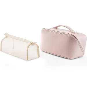 Vlando Travel Makeup Bag,Toiletry Bag for Women Waterproof Portable Makeup Organizer Bag with Divider and Handle for Travel Essentials,Gifts for Her-Pink