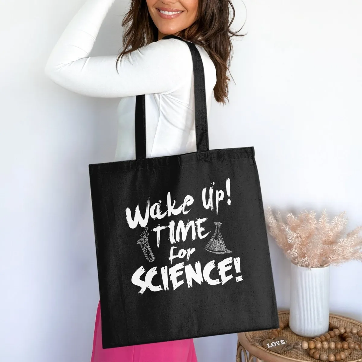 Wake Up Time for Science Sarcastic Tote Bags
