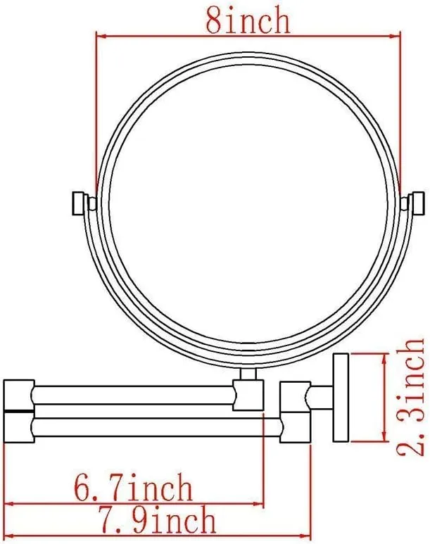 Wall Mounted Makeup Mirrors Magnifying Extend Sturdy Adjustable Shaving Cosmetic Mirror Bathroom Vanity Mirrors(Color:7X)(5X) (3X )