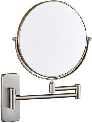 Wall Mounted Nickel Magnifying Sturdy Double Sided Adjustable Cosmetic Shaving Makeup Extendable Swivel(3X)