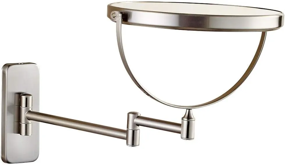 Wall Mounted Nickel Magnifying Sturdy Double Sided Adjustable Cosmetic Shaving Makeup Extendable Swivel(3X)