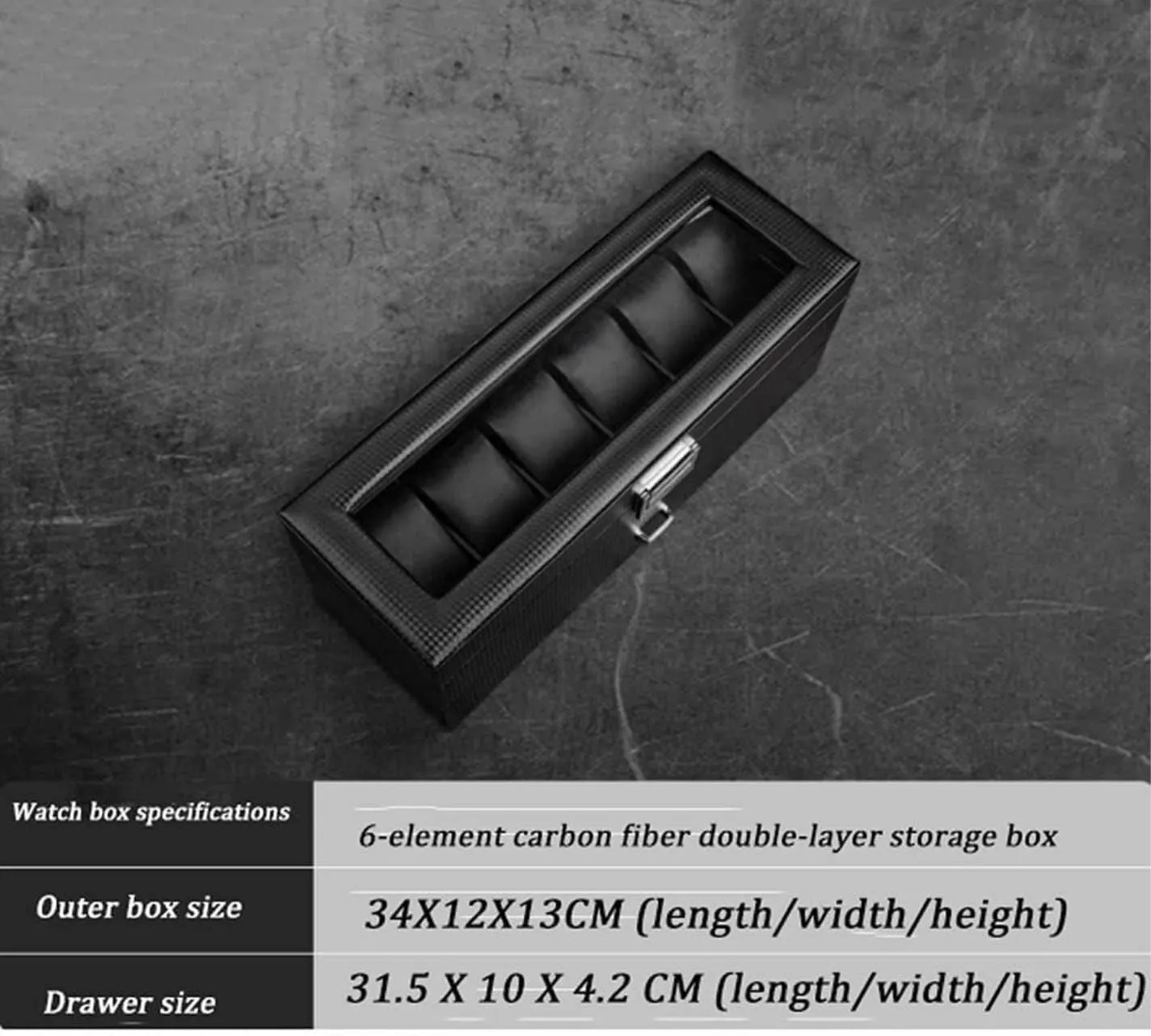 Watch Roll Watch Case Watch Stand Watch Box Leather Watch Box Earrings Necklace Drawer Storage Box With Lock Transparent Glass Top Cover Watch Winder Watch Organizer Boxes (Color : Black, Siz (Color