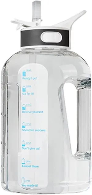 Water Bottle 84.5oz/ Large Capacity BPA Free Water Jug with Handle Reusable Gym and Outdoor Sports Inspirational Water Bottle Water Jug (Color : Black, Size : 2500ml/84.5oz)