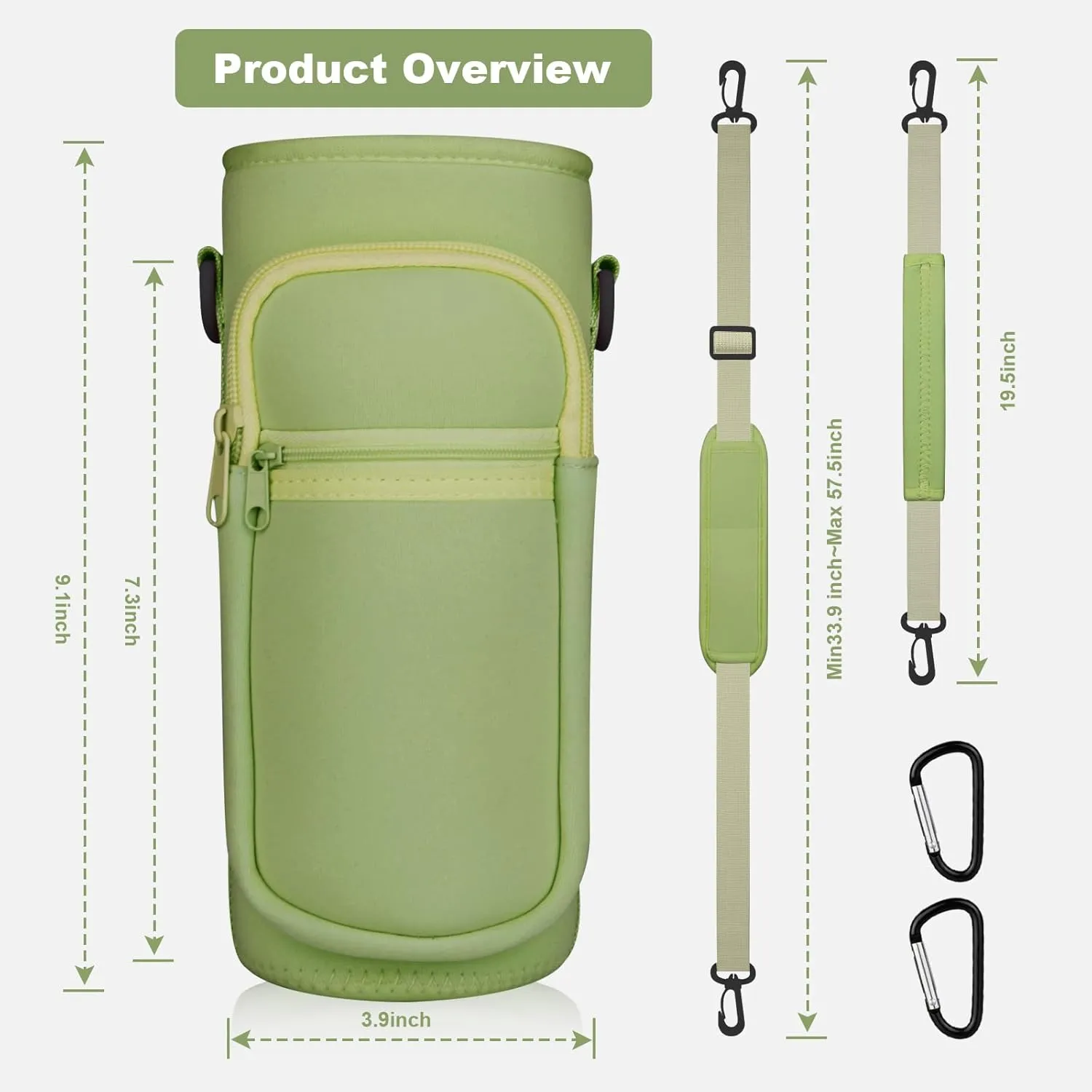 Water Bottle Holder with Strap, Water Bottle Carrier Bag with Phone Pocket, Shoulder Hand Strap Insulated Neoprene 32/40 oz Water Bottle Sleeve for Walking Hiking Camping Gym